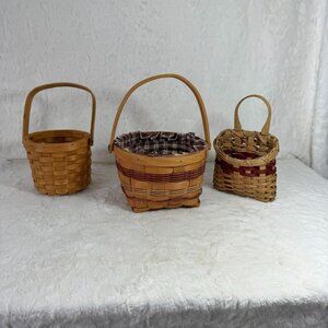Handwoven Wicker Basket Trio With Handles - Rustic Decor & Storage Solutions